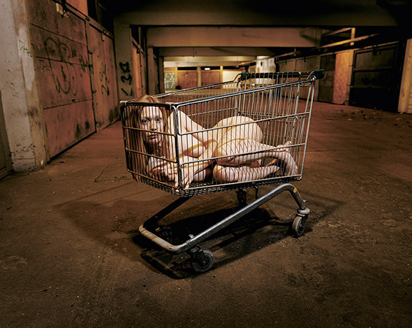 Rankin-Photography-Fiona-Brice-in-Shopping-Trolley