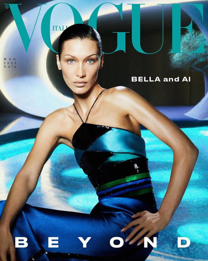 Cover story »Bella and AI« with supermodel Bella Hadid by photographer Carlijn Jacobs for Vogue Italia-7